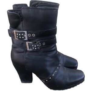 XElement Black Studded Biker Boots. Size 7.